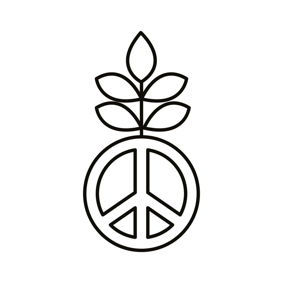 vredessymbool met bladeren plant lijn stijlicoon vector
