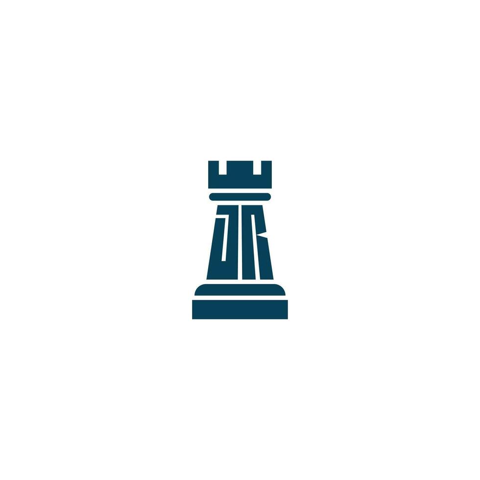brieven jr roek schaak logo ontwerp vector