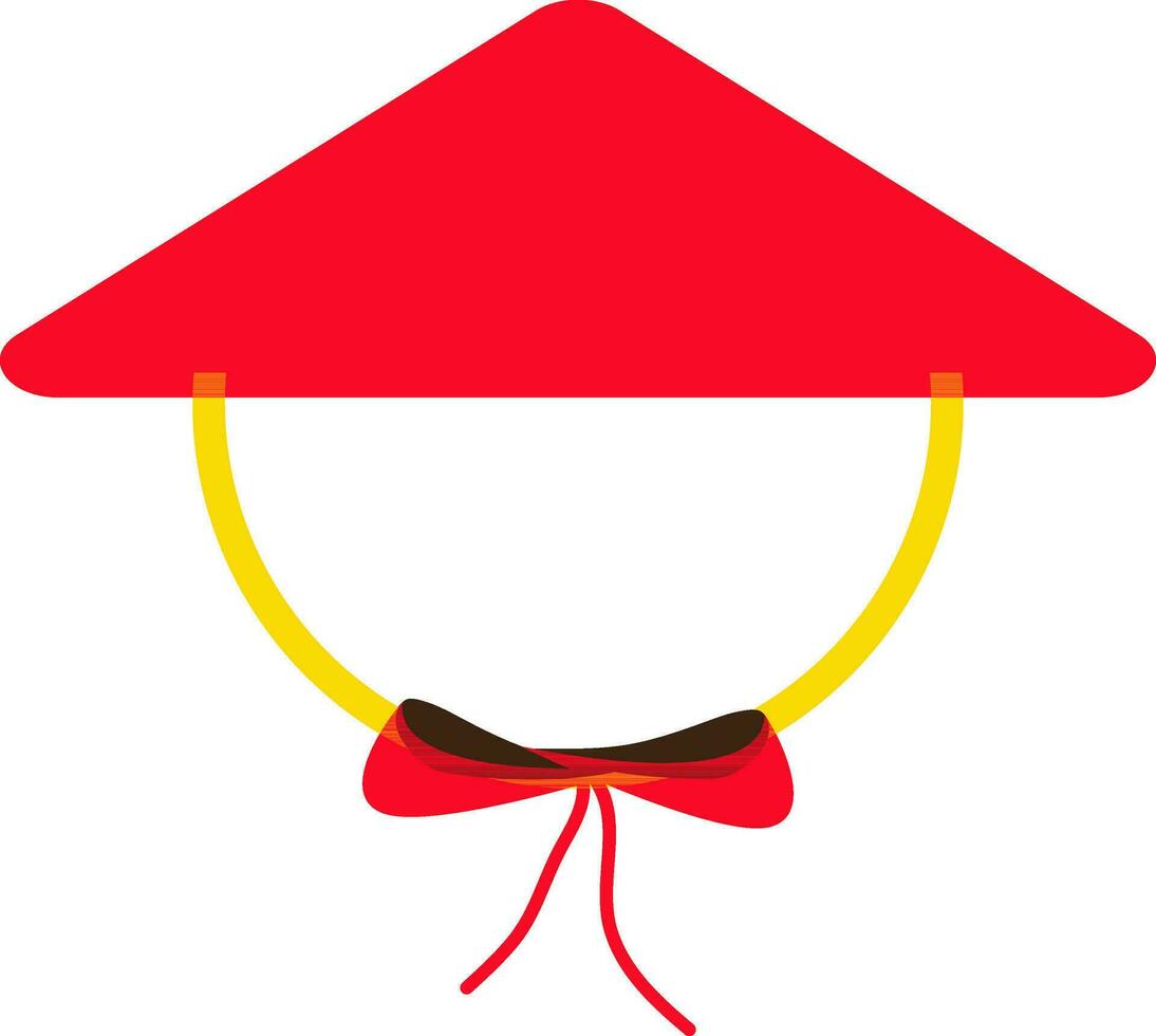 rood kleur van Chinese hoed icoon met lintje. vector