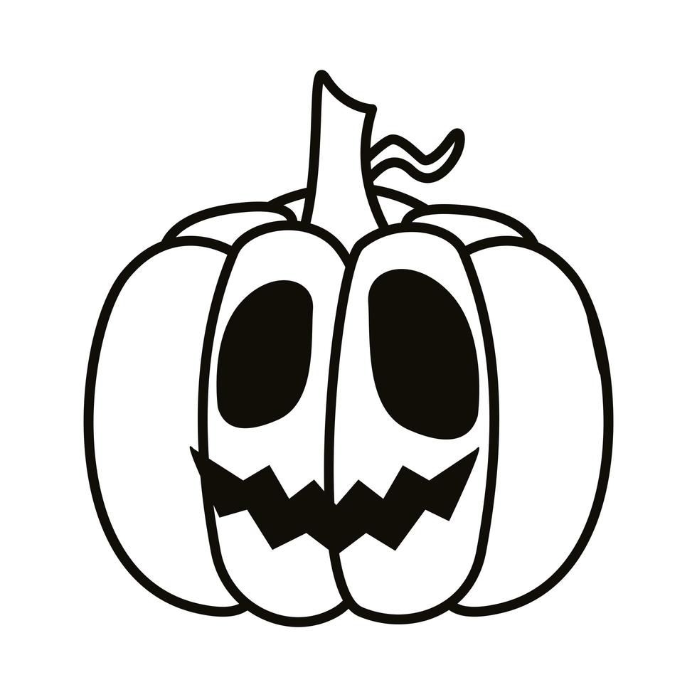 halloween pompoen gezicht lijnstijl vector