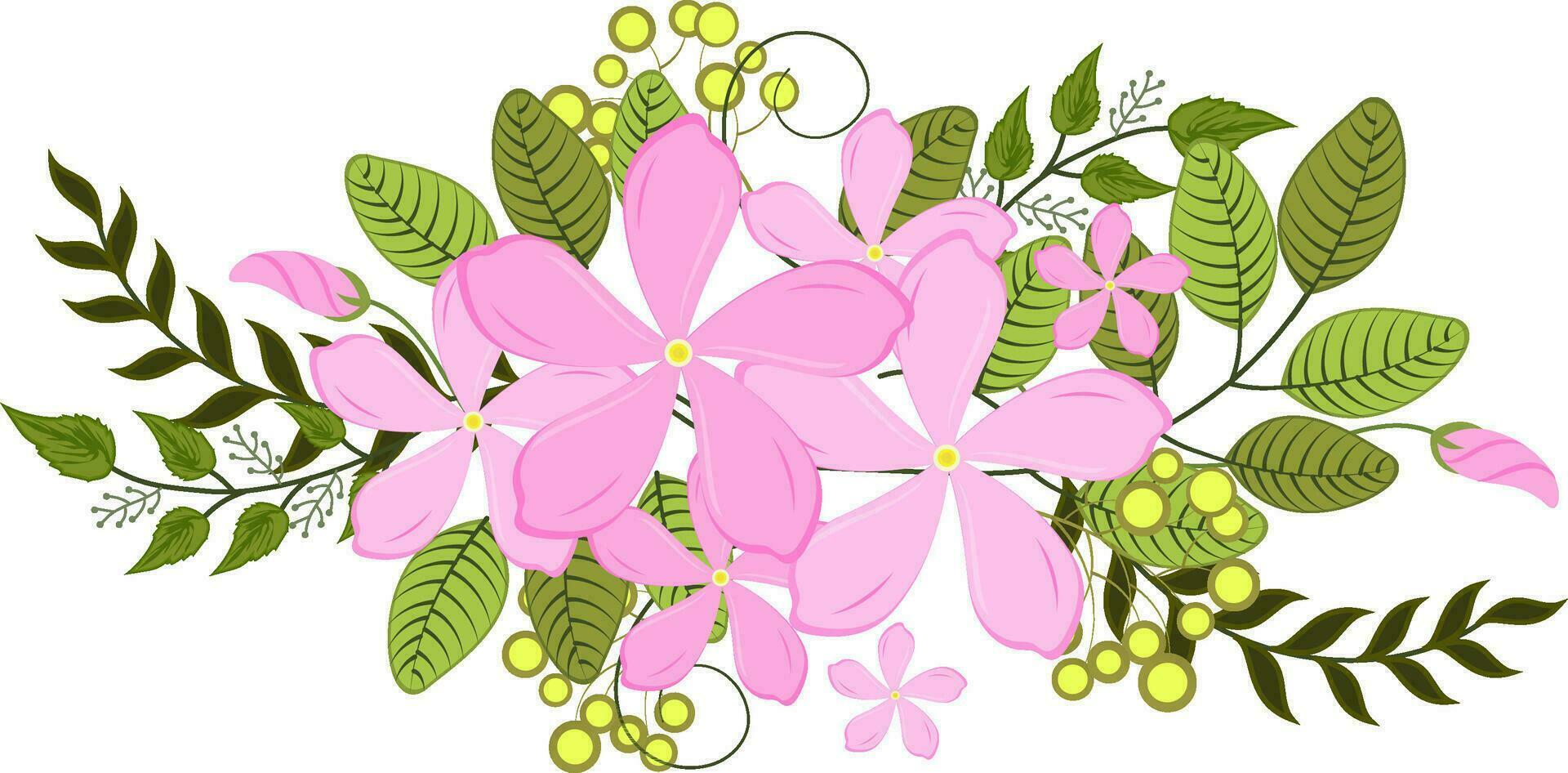illustratie van bloem en vertrekken in bloemen stijl. vector