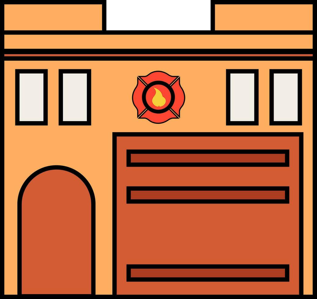 vlak icoon van brand station met kleurrijk embleem. vector