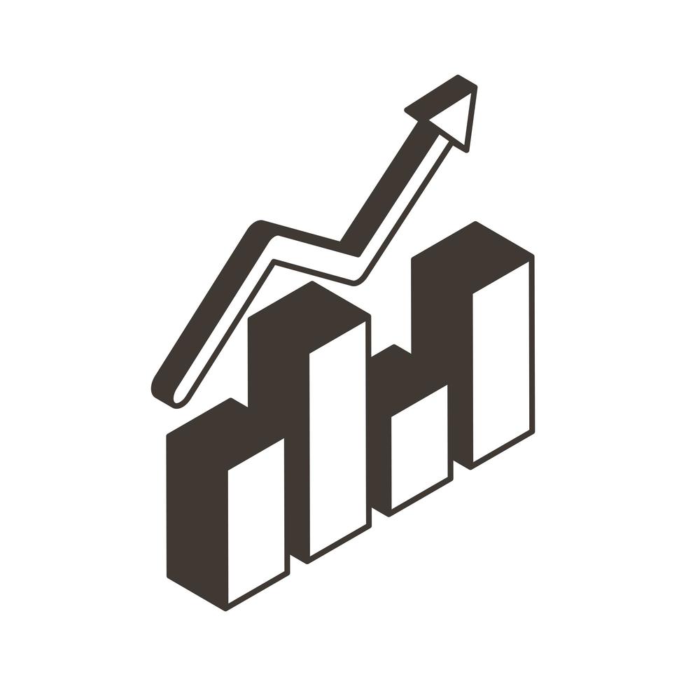 staafdiagram met pijl lijn stijl pictogram vector design