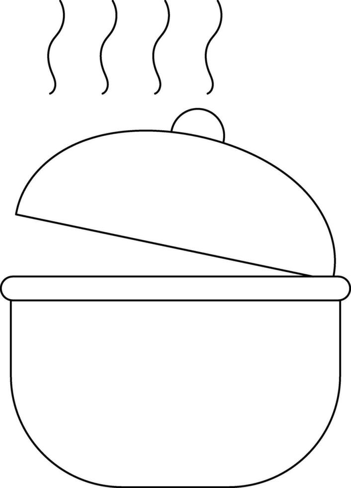 zwart lijn kunst Open braadpan pan in vlak stijl. vector