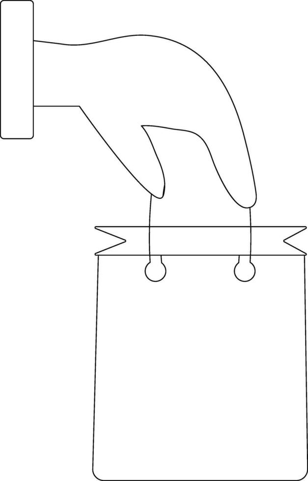 zwart lijn kunst hand- Holding pot in vlak stijl. vector