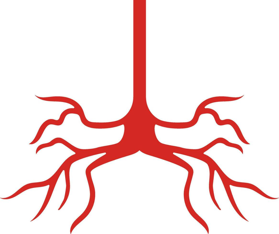 menselijk bronchus icoon in rood kleur stijl. vector