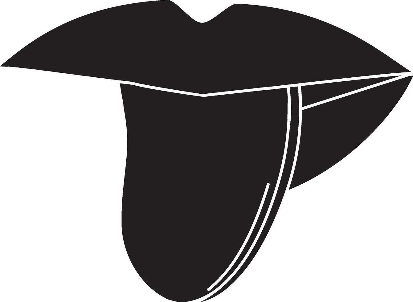 illustratie van menselijk tong met lippen in glyph stijl. vector