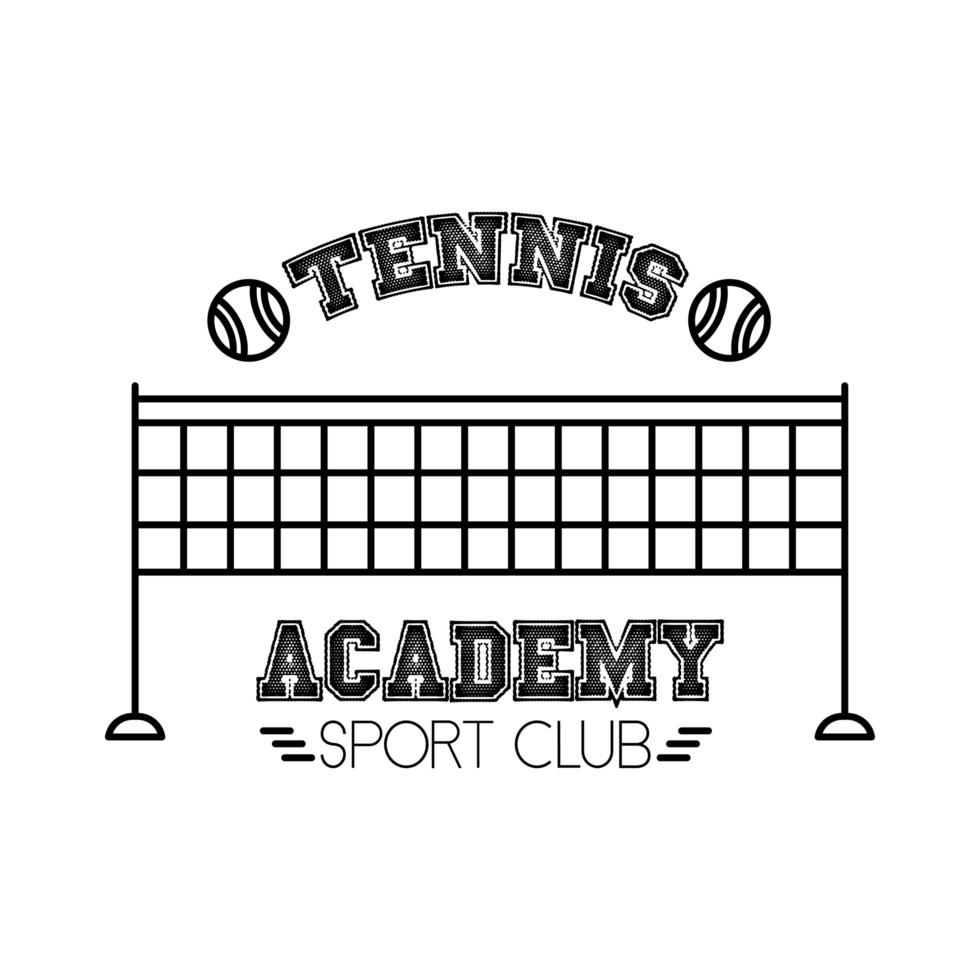 tennisballen en belettering met netlijnstijl vector