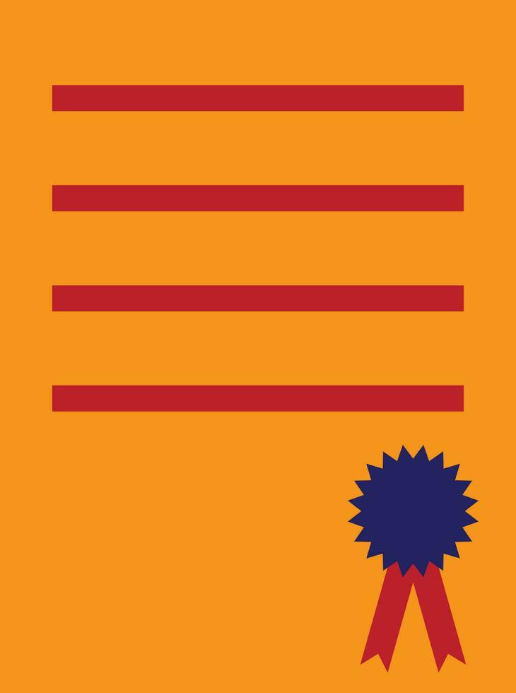 oranje certificaat versierd met blauw kenteken. vector