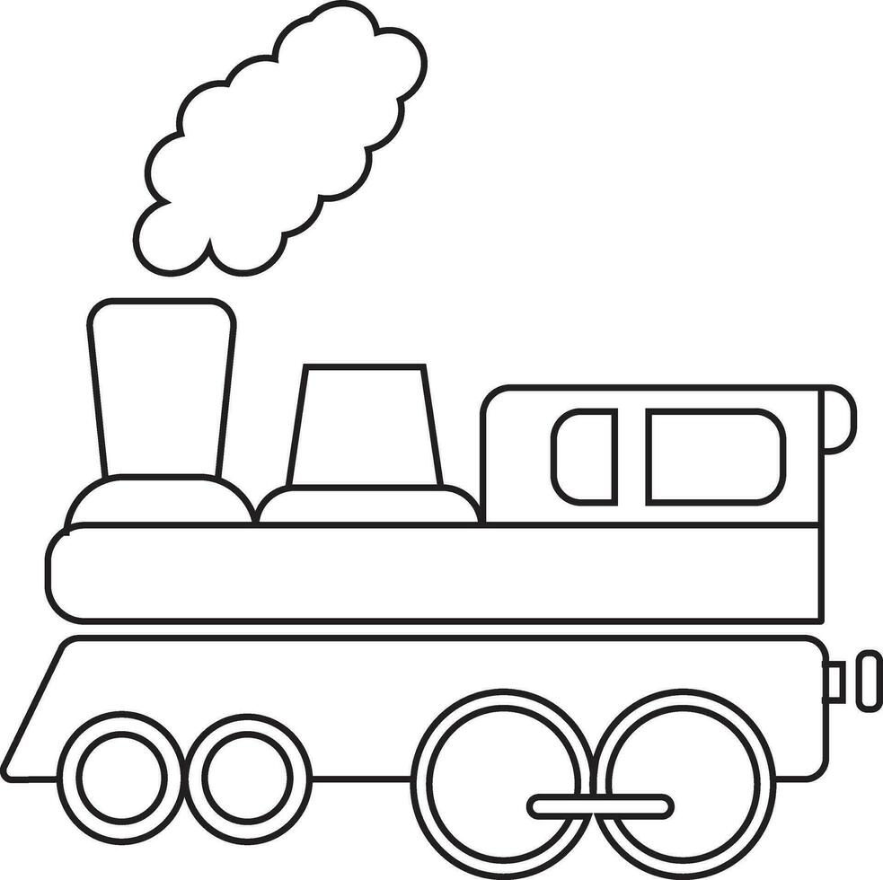 zwart lijn kunst illustratie van trein in vlak stijl. vector