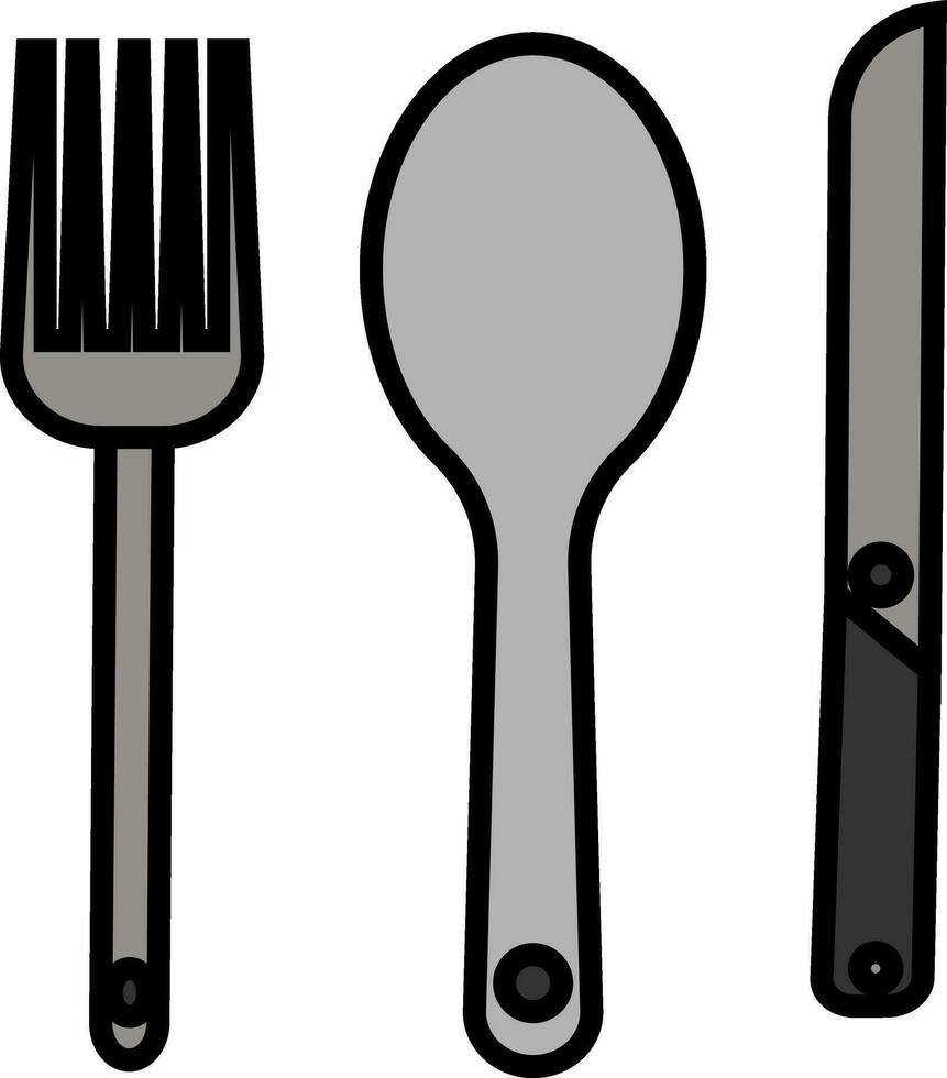 mes, vork en lepel Aan wit achtergrond. vector