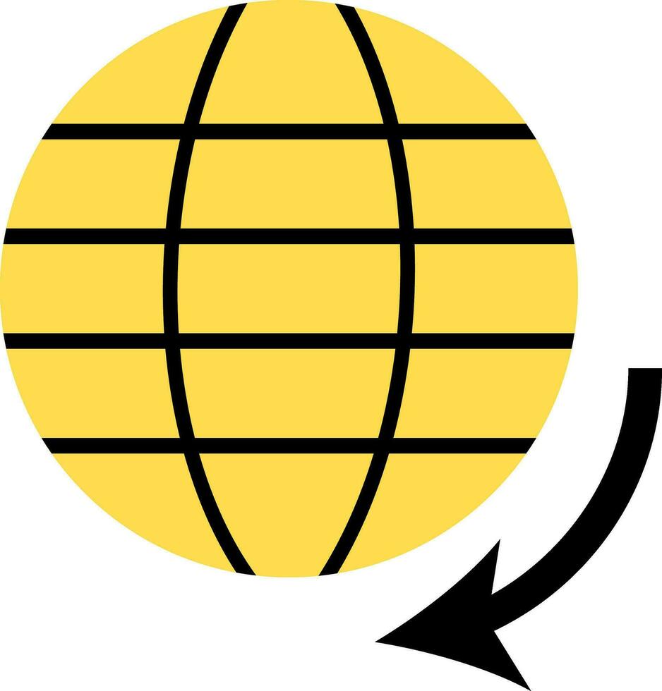 pijl in de omgeving van aarde wereldbol in zwart en geel kleur. vector