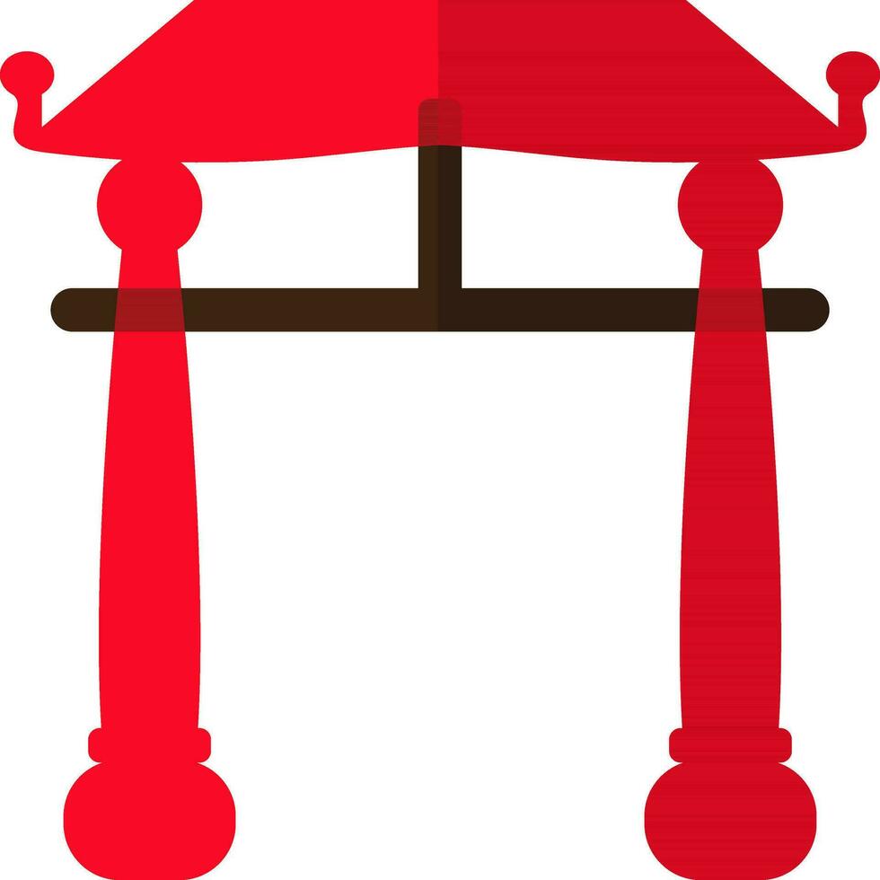 rood kleur met voor de helft schaduw van Chinese poort icoon in illustratie. vector