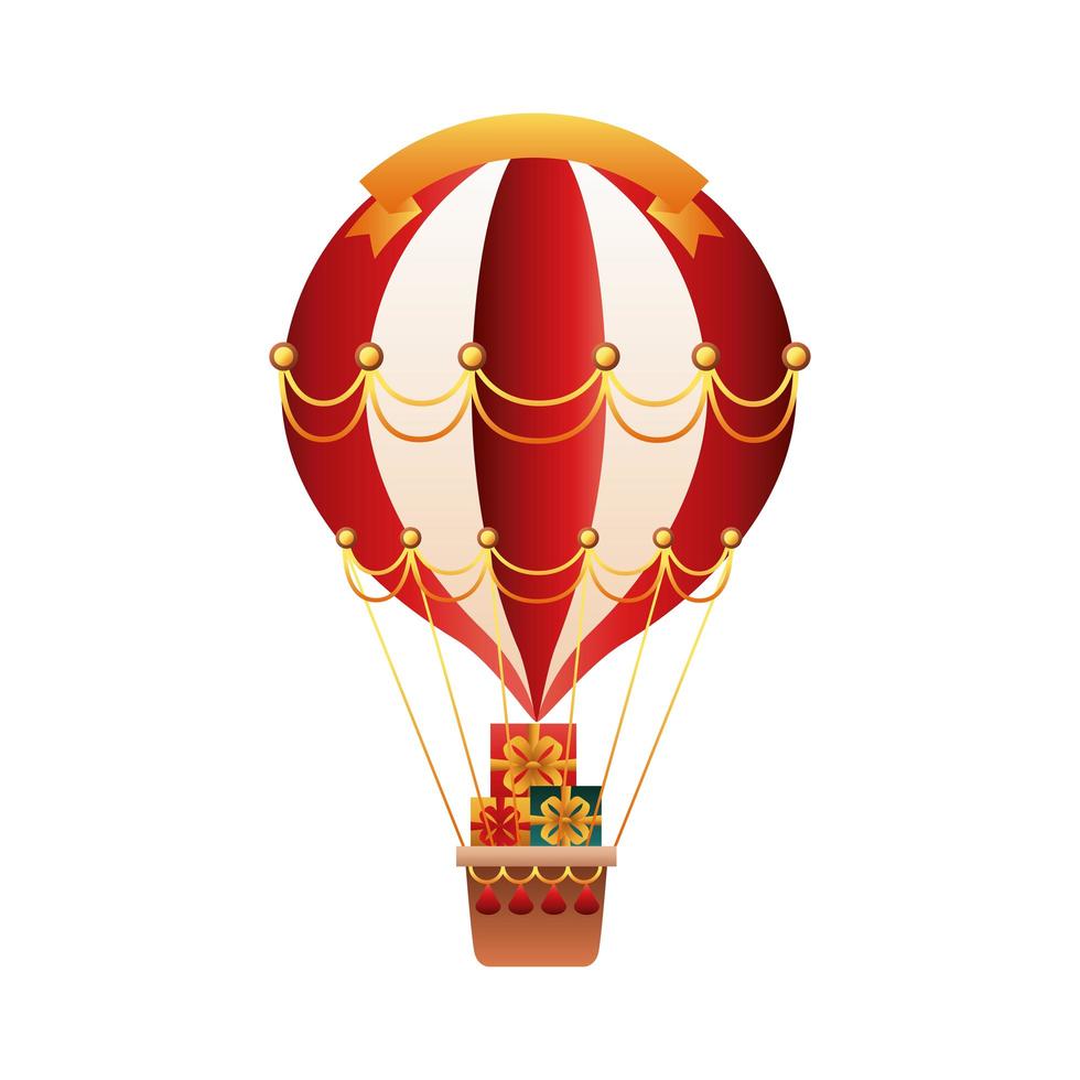 ballon lucht heet met kerstcadeaus vector