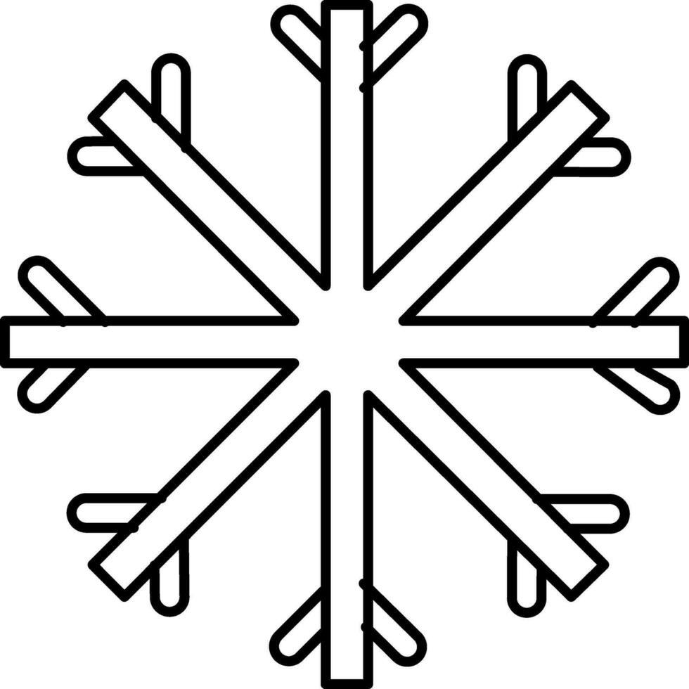 zwart lijn kunst illustratie van een sneeuwvlok. vector