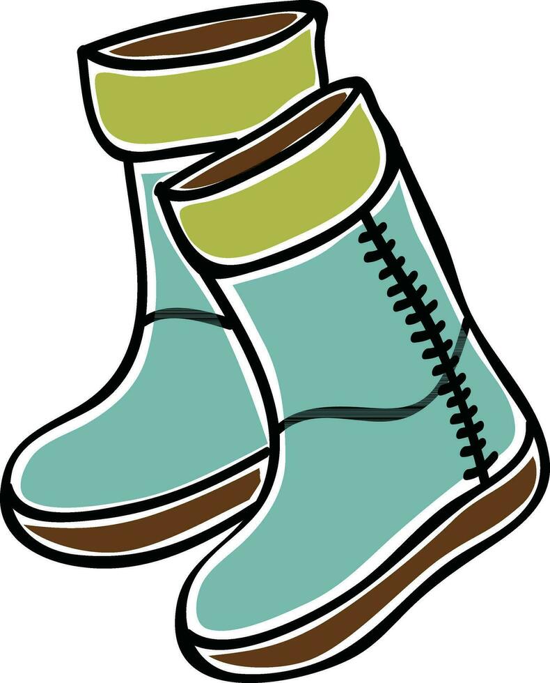 blauw en groen kleur leer laarzen. vector