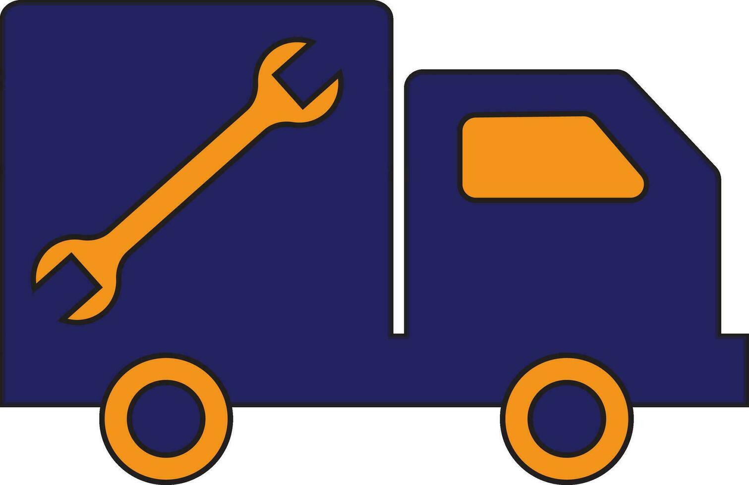 geel en blauw loodgieter vrachtwagen. vector