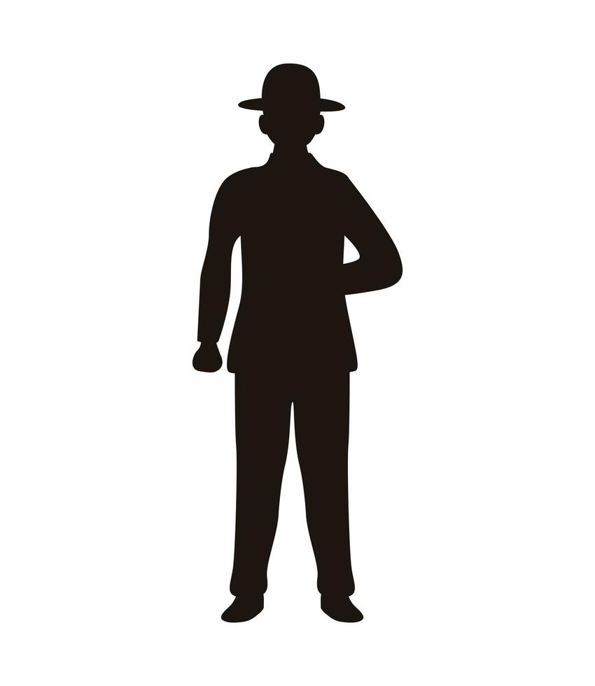 Militaire officier silhouet geïsoleerde pictogram vector