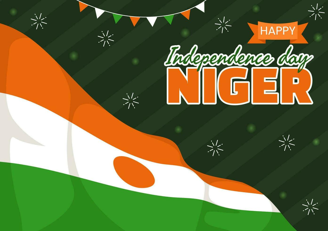 gelukkig Niger republiek dag vector illustratie met golvend vlag en land openbaar vakantie in tekenfilm hand- getrokken landen bladzijde achtergrond Sjablonen