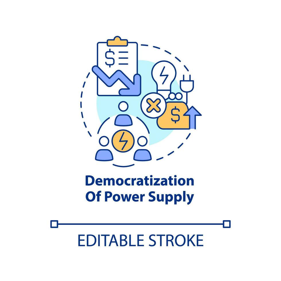 democratisering van macht levering concept icoon. waterstof brandstof cellen voordeel abstract idee dun lijn illustratie. geïsoleerd schets tekening. bewerkbare beroerte vector