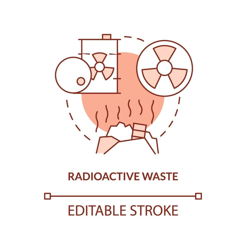 radioactief verspilling oranje concept icoon. giftig vervuiling. nucleair evenement oorzaak abstract idee dun lijn illustratie. geïsoleerd schets tekening. bewerkbare beroerte vector