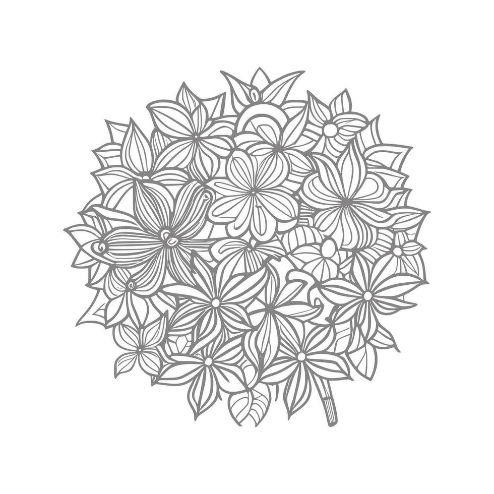 lijn kunst bloem boeket vector