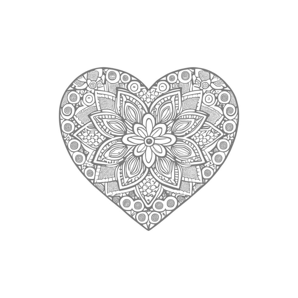 bloem met kader in vorm van hart. decoratie in etnisch oosters, vector