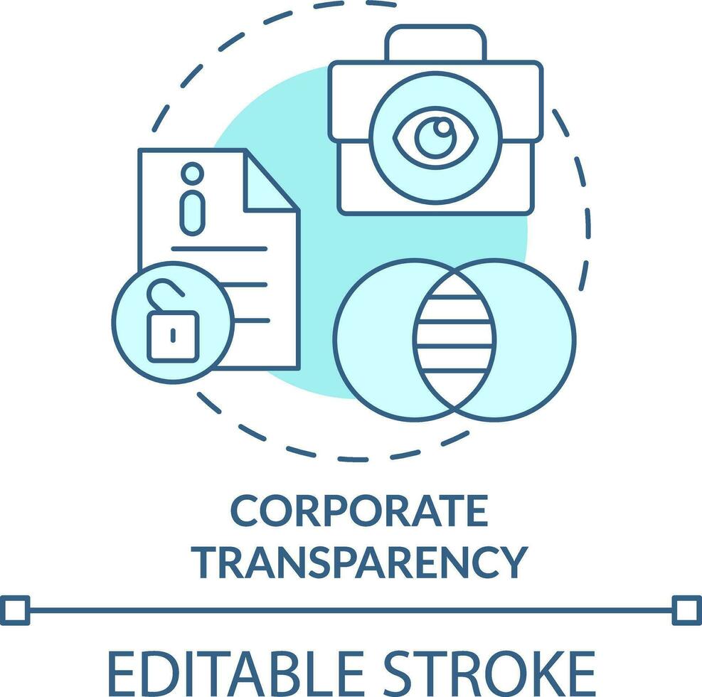 zakelijke transparantie turkoois concept icoon. ethisch bedrijf gedrag abstract idee dun lijn illustratie. geïsoleerd schets tekening. bewerkbare beroerte vector