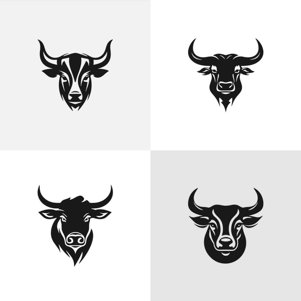 reeks van logos met buffel Mozzarella kaas, vector gemakkelijk illustratie geïsoleerd Aan een wit achtergrond, vier van de logo voor de Italiaans buffel Mozzarella, merk logo voor zuivel Mozzarella