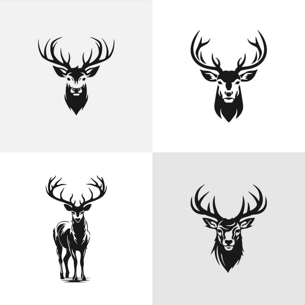 verzameling van hert logo silhouet Aan wit achtergrond vector