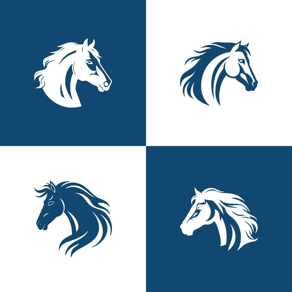 paard kleurrijk minimaal logo reeks paarden. vector illustratie