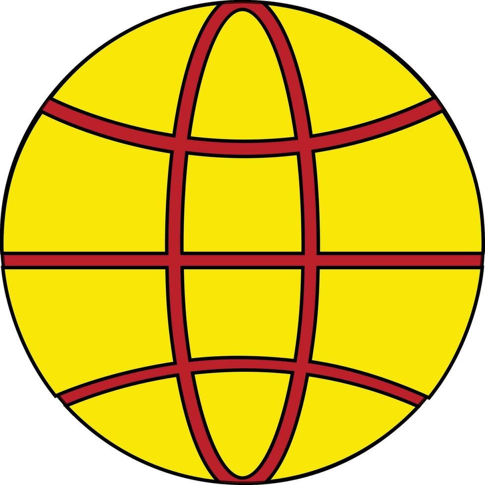 geel en rood aarde wereldbol in zwart lijn kunst. vector