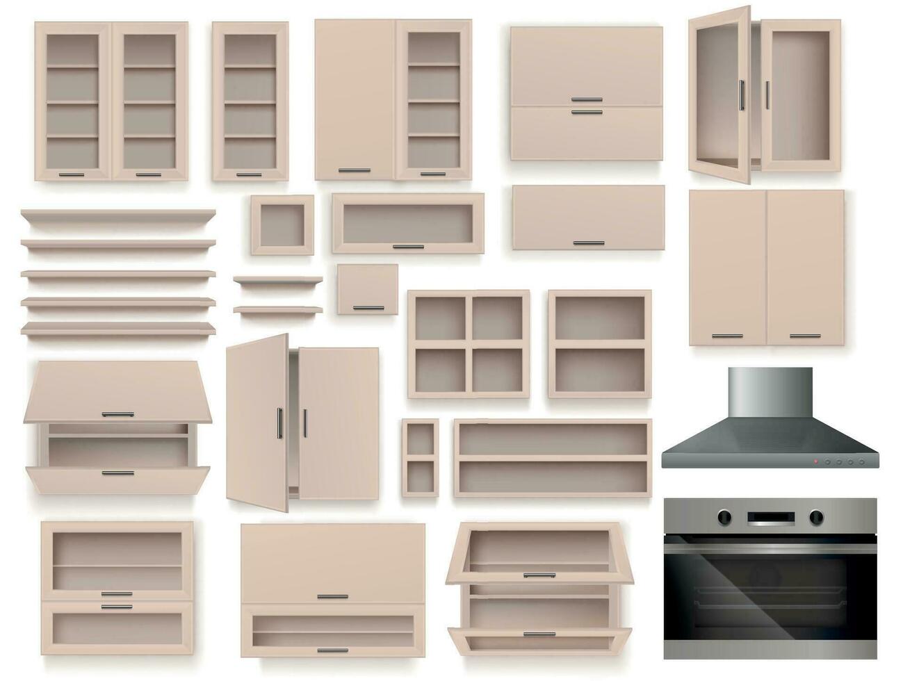 keuken meubilair elementen reeks vector