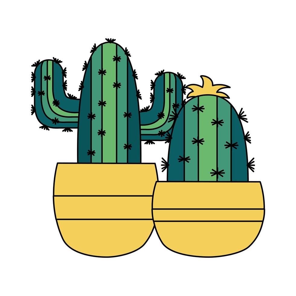 geïsoleerde cactus in potten vector design