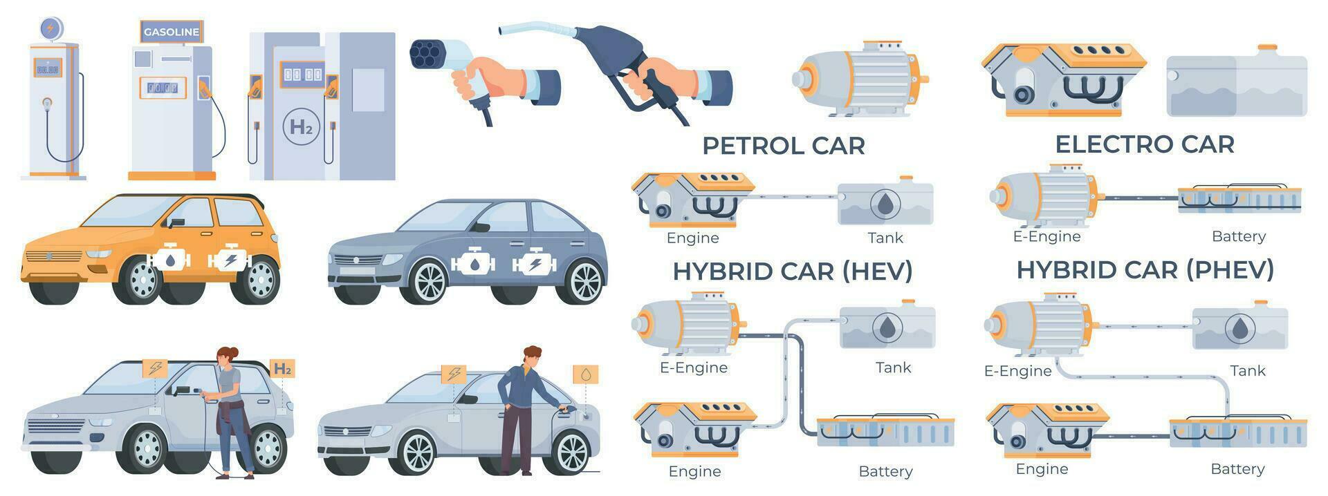 hybride auto reeks vector