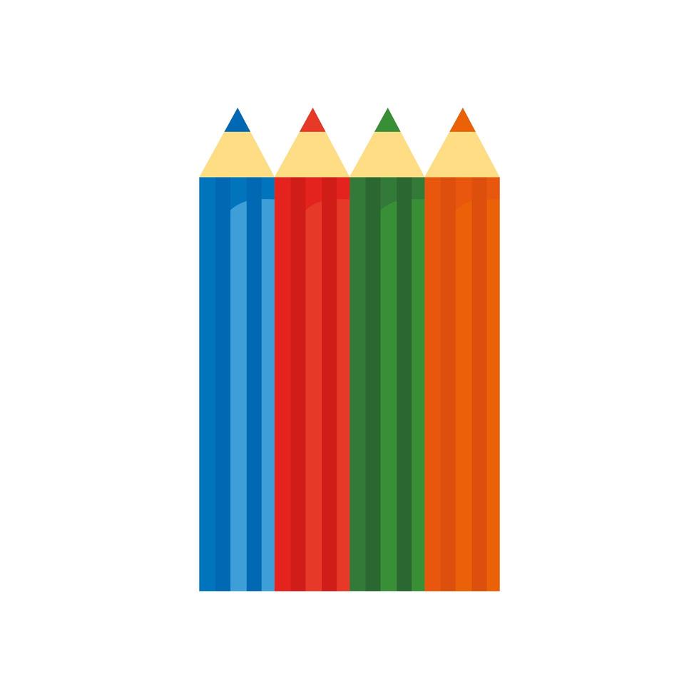 potloden kleuren schoolbenodigdheden vlakke stijlicoon vector