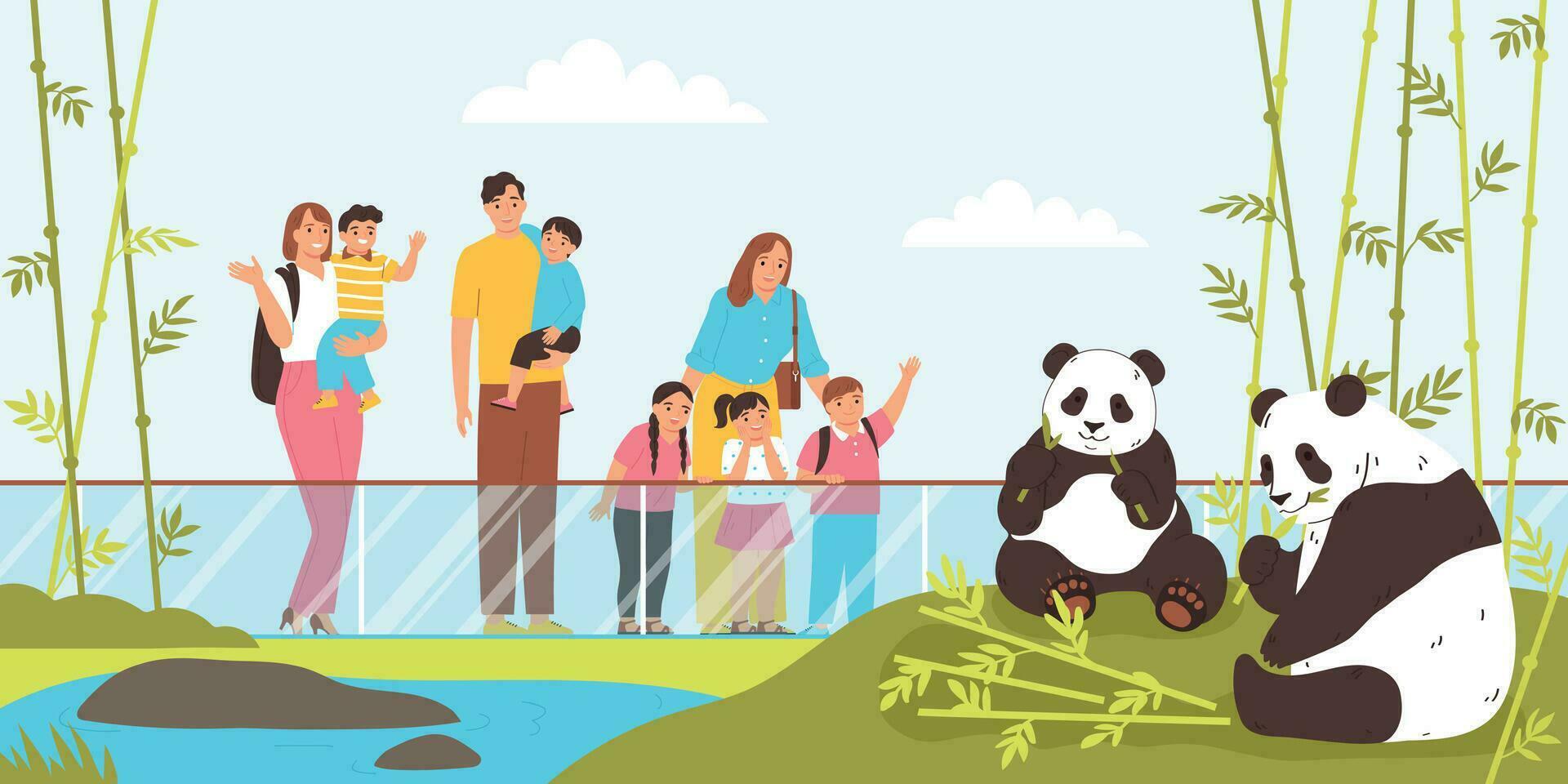 vlak dierentuin panda's vector