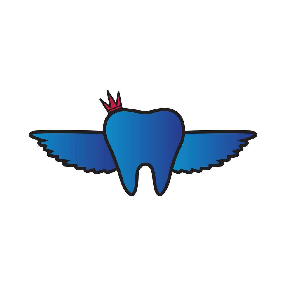 tand icoon met kroon en Vleugels vector illustratie