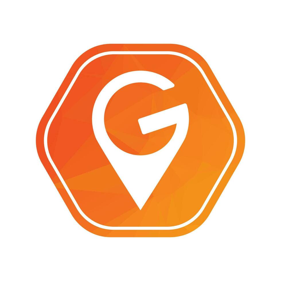 reizen agentschap logo met zeshoek vorm g pin icoon vector illustratie