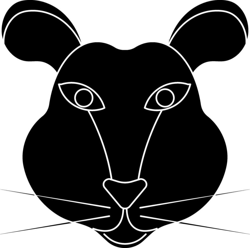 Chinese dierenriem teken in muis gezicht in glyph stijl. vector