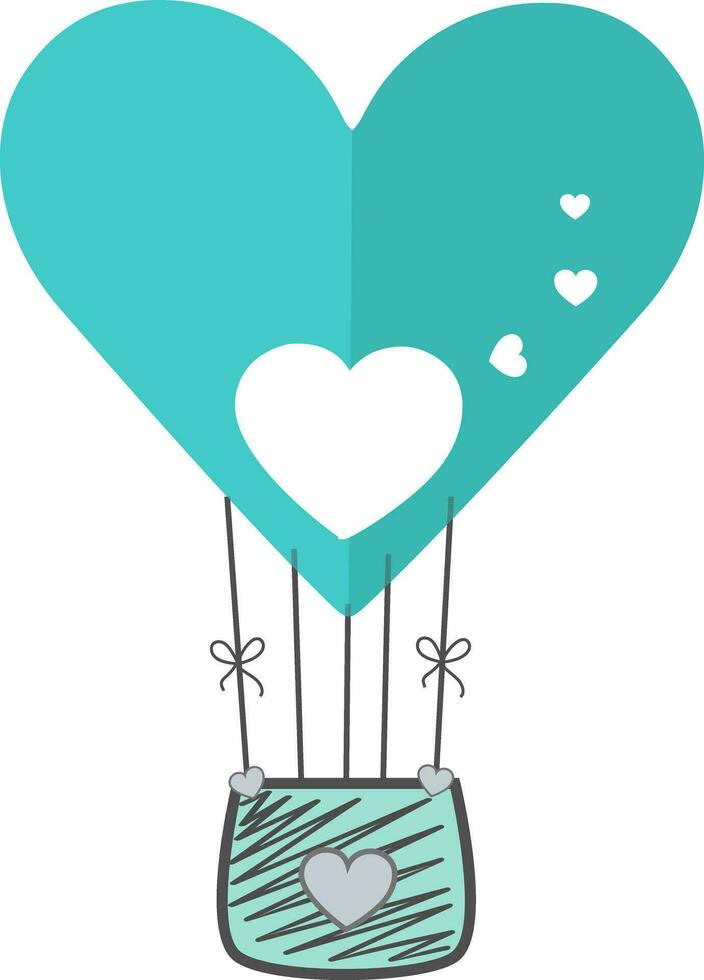 lucht blauw heet lucht ballon voor Valentijn dag concept. vector