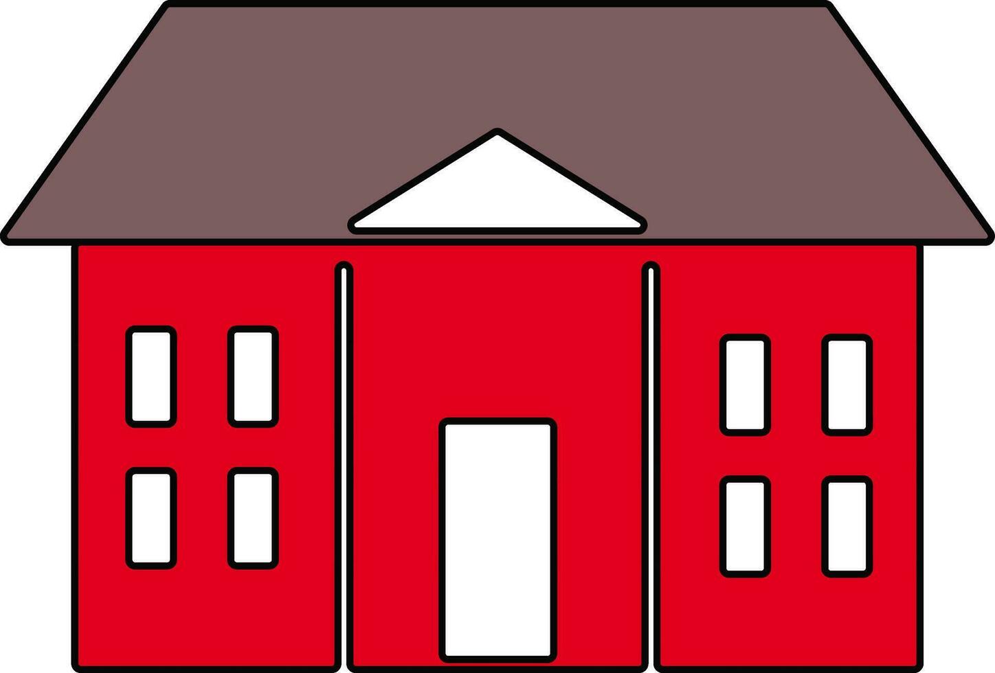 glimmend rood en bruin gebouw in vlak illustratie. vector