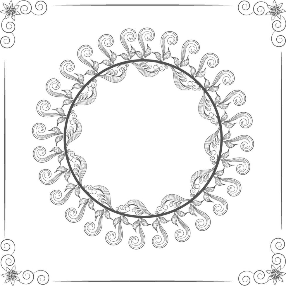 cirkel kader met bloemen ornamenten. vector