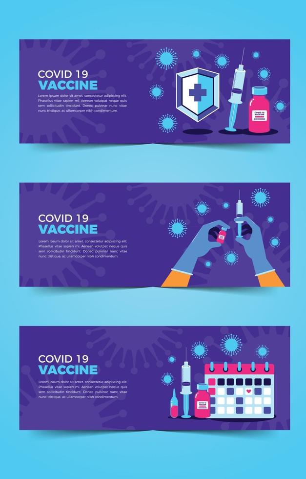 platte covid 19 vaccin banner collectie vector