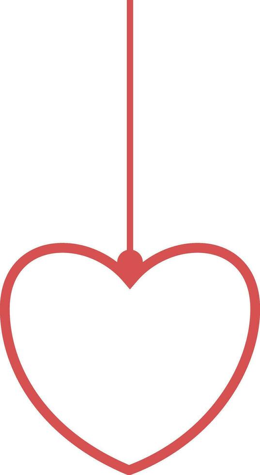 hangende lineair hart in rood kleur. vector