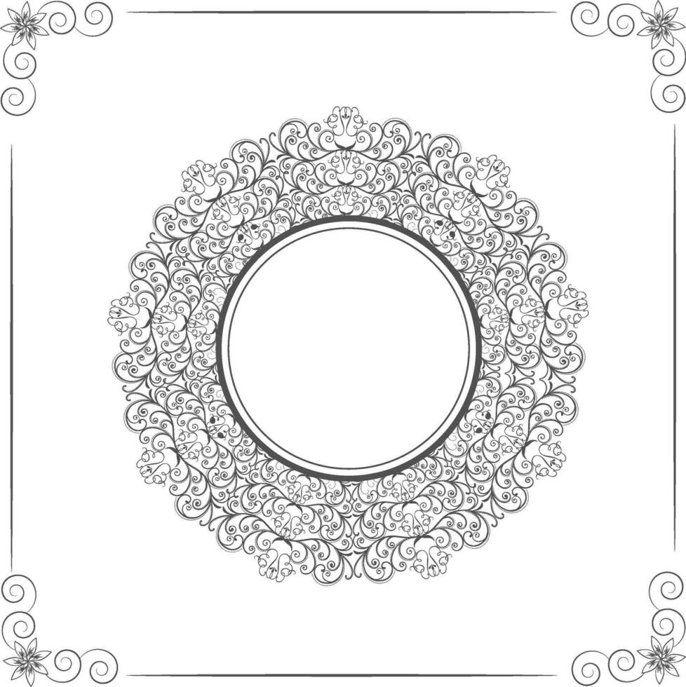 cirkel kader met bloemen ornamenten. vector