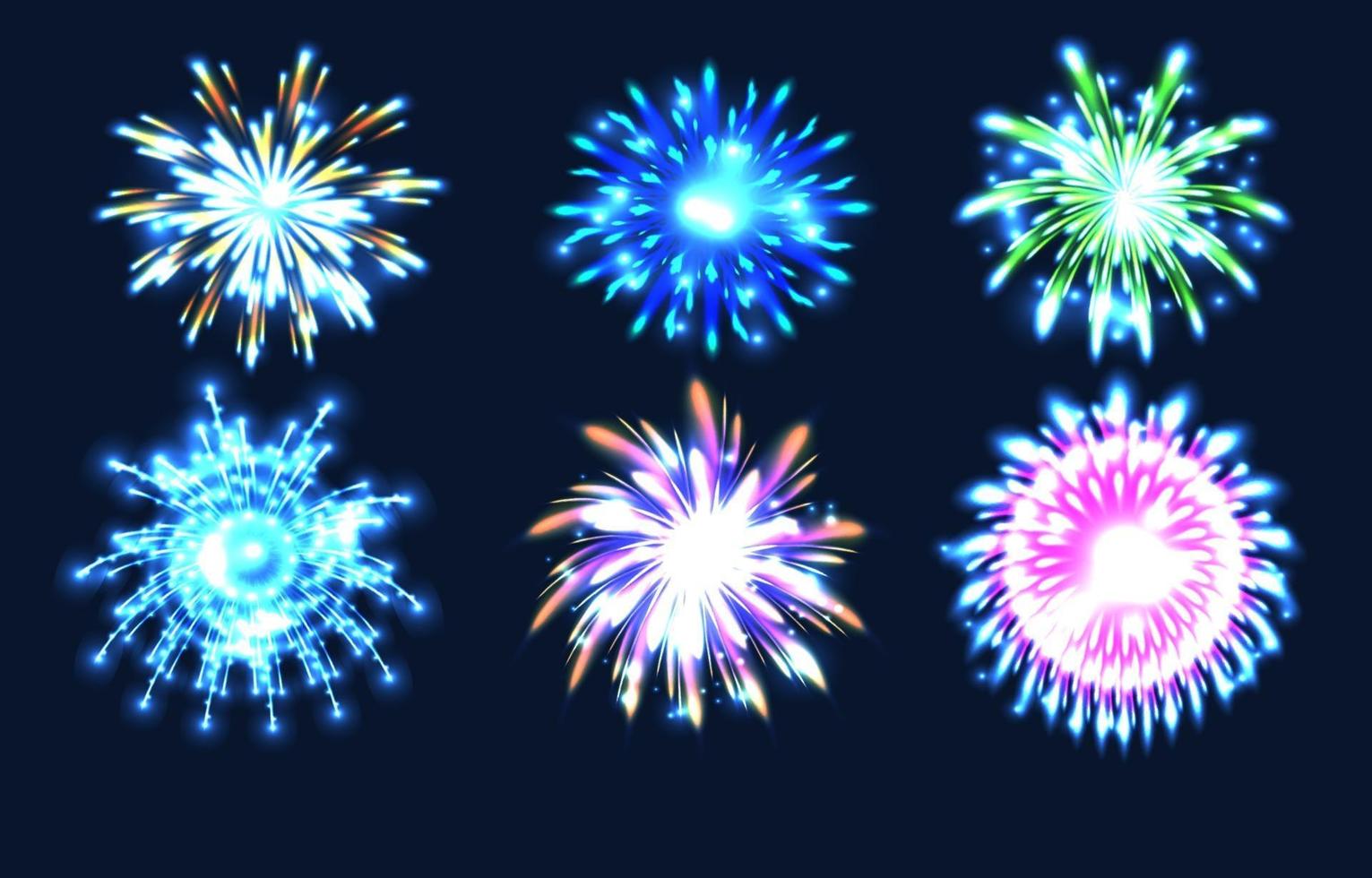 vlakke afbeelding voor vuurwerk icon set vector