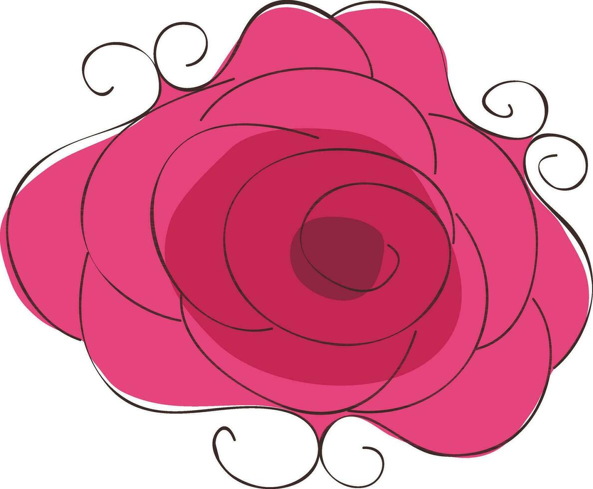lijn kunst illustratie van roos bloem gemaakt met roze kleur. vector