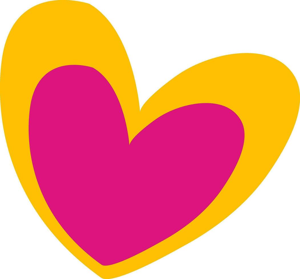 hart in roze en geel kleur. vector