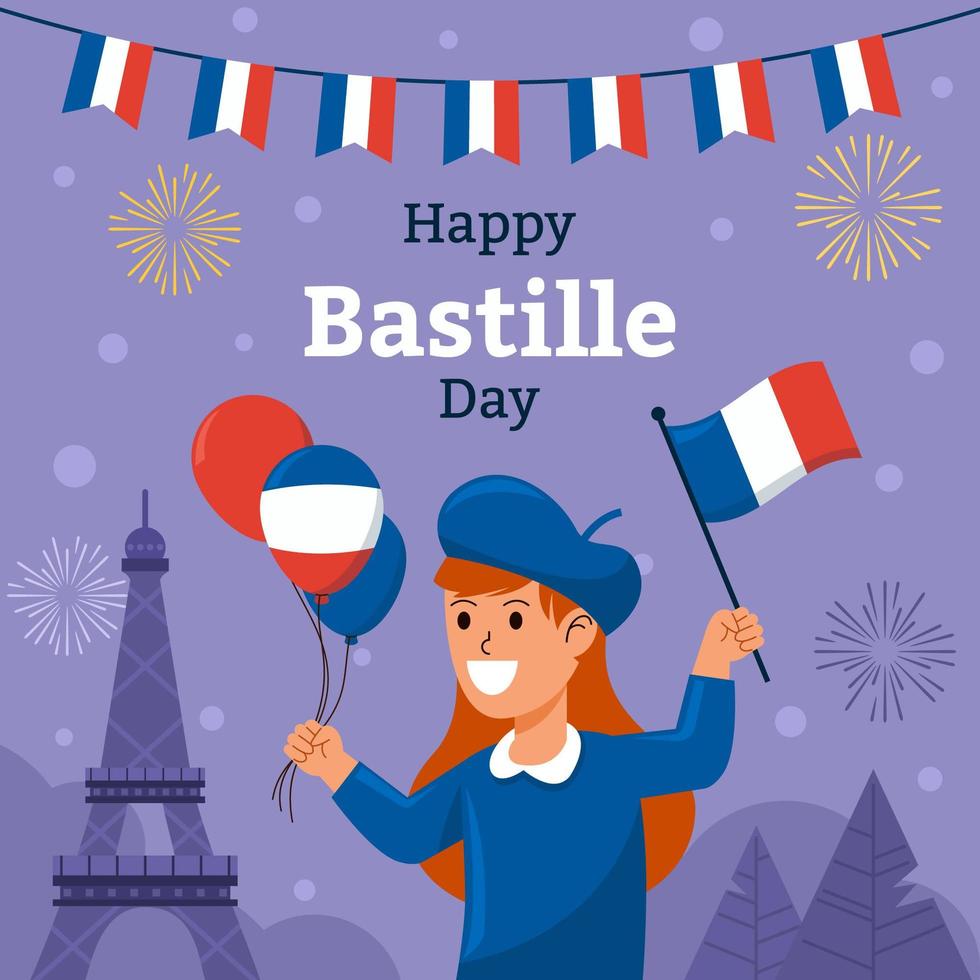 meisje bastille dag vieren vector